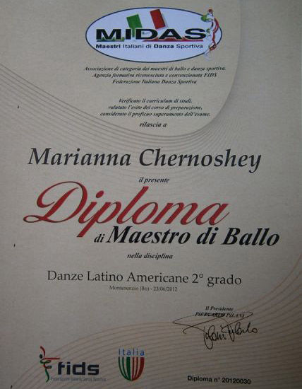 Maestro di ballo Diploma